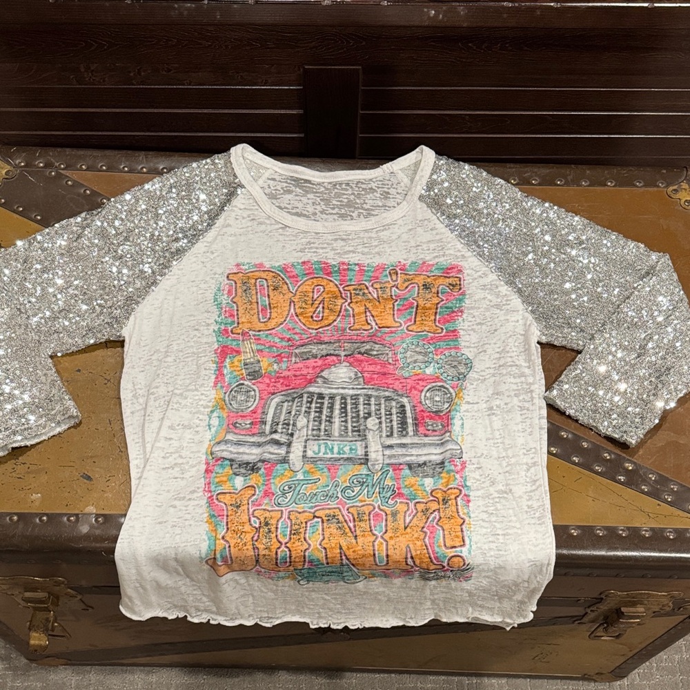 Sparkling Sequin Sleeve Kids Graphic Tee